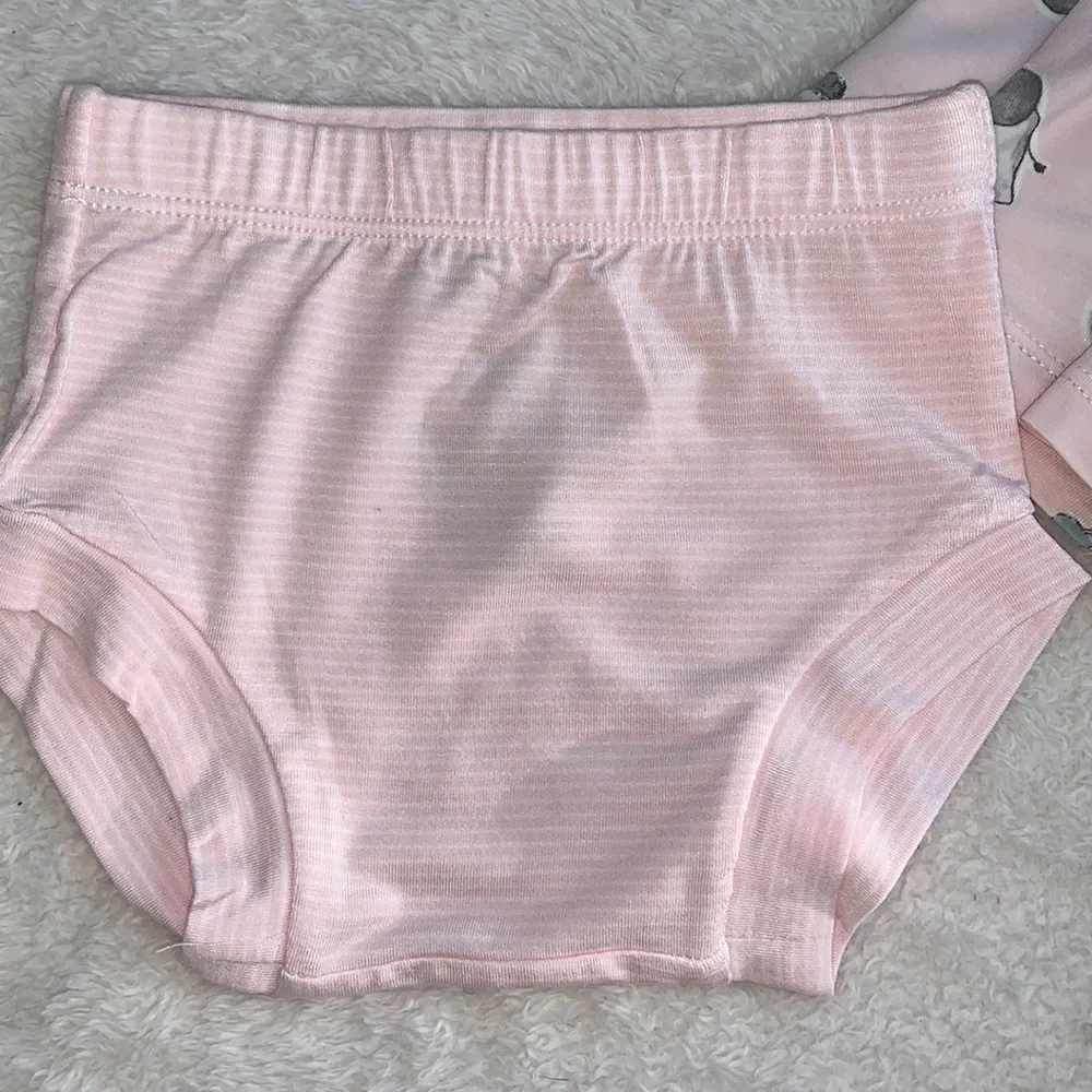 NWT Angel Dear Pink Dress and Bloomers GRAY ELEPHANTS 3-6M Bamboo